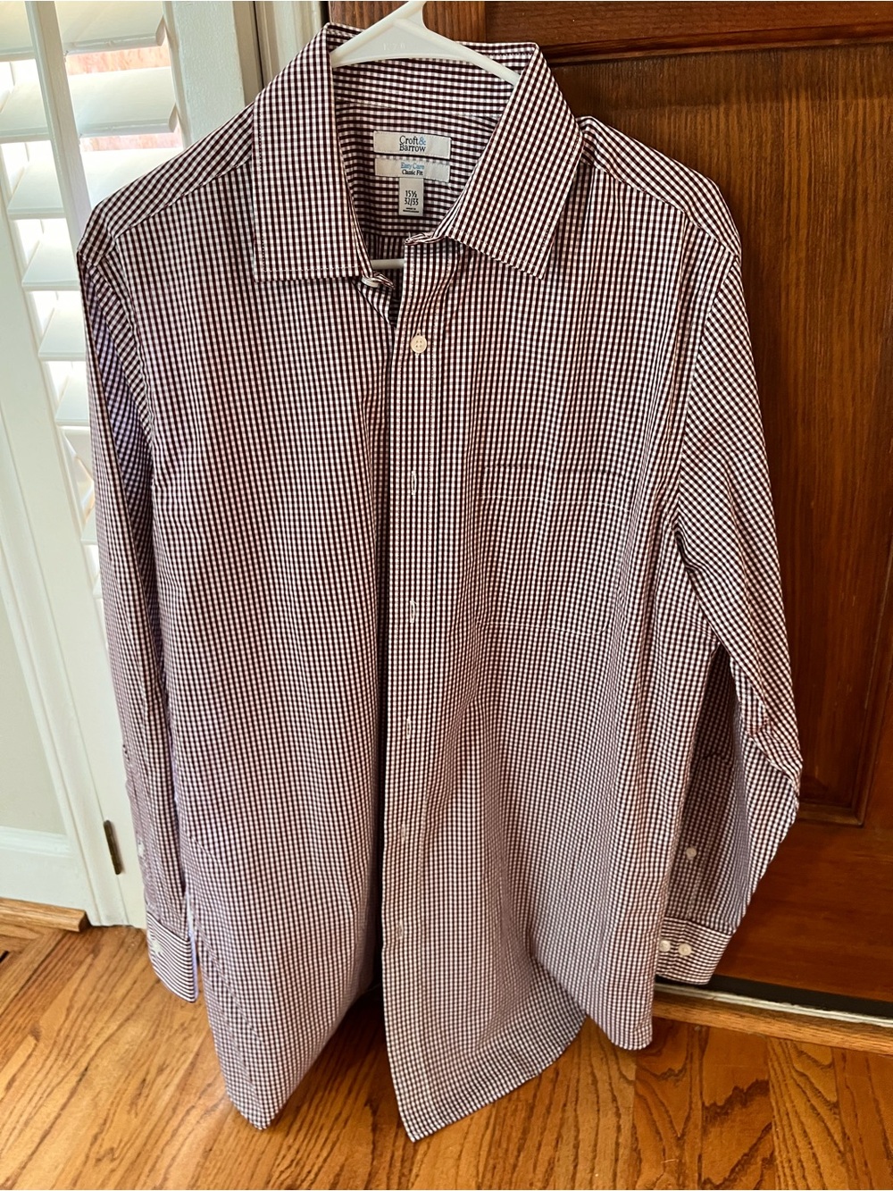 Croft & Barrow Men's Burgundy Micro-Check Dress Shirt